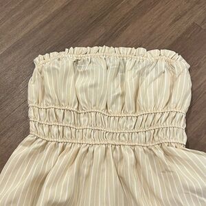 Haute Monde Beige Strapless Top with Stripes